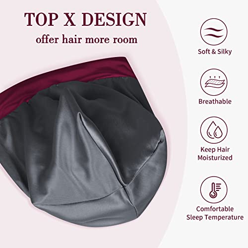 Fittia Satin Lined Sleep Bonnet for Hair Protection, Adjustable Non-Slip Cap