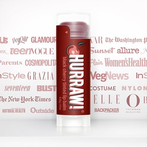 Hurraw! Black Cherry Tinted Lip Balm: (Sheer Red Tint) Organic, Certified Vegan, Cruelty and Gluten Free. Non-GMO, 100% Natural Ingredients. Bee, Shea, Soy and Palm Free. Made in USA
