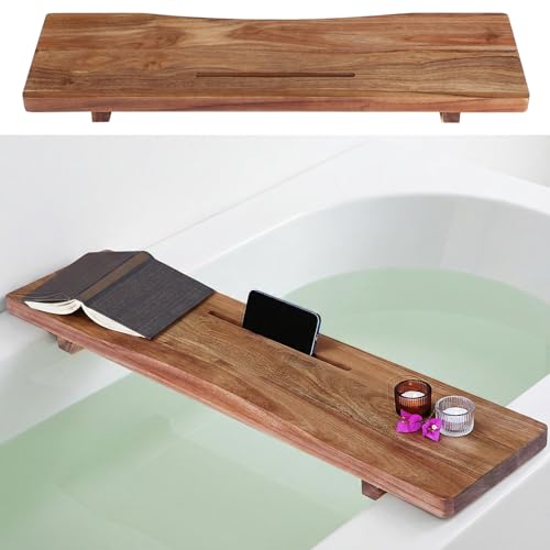 Acacia Wood Bathtub Tray Caddy with Adjustable Legs