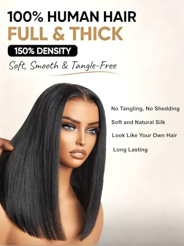 10-Inch Straight Bob Wig - 7x5 Lace Front Glueless Human Hair