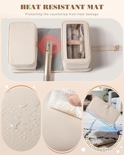 Hair Tool Travel Bag with Heat Resistant Mat & Organizer