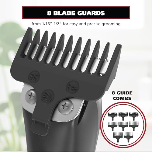 Wahl Edge Pro Corded Beard Trimmer & Detailer for Men - 8 Guide Combs