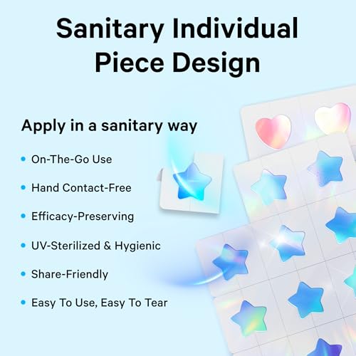 48 Pack Hologram Blue Star & Cloud Acne Pimple Patches with Salicylic Acid — Fun Hydrocolloid Blemish Covers