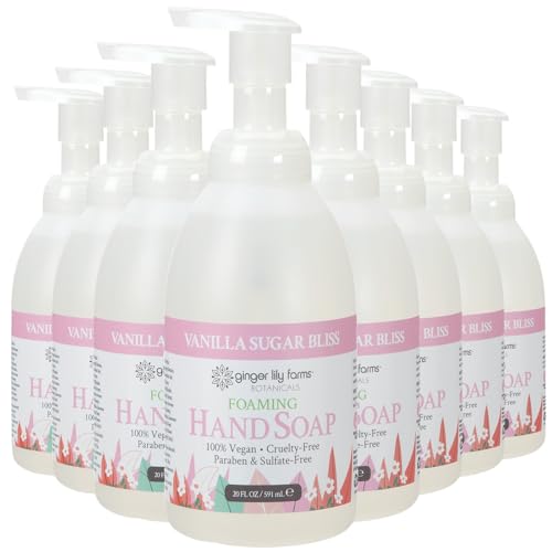 Ginger Lily Farms Botanicals All-Purpose Foaming Hand Soap Refill, 100% Vegan & Cruelty-Free, Vanilla Sugar Bliss Scent, 20 Fl Oz (Pack of 8)