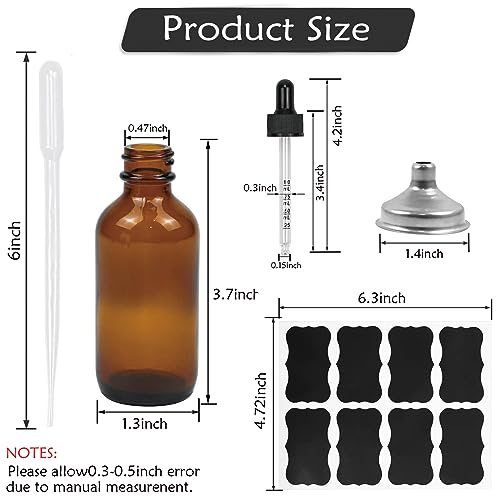 10 Pack 2oz Amber Glass Dropper Bottles UV Protection