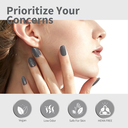 CANNI Dark Grey Gel Nail Polish High Gloss Soak Off UV French Manicure