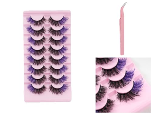 Reusable False Eyelashes 8 Pairs with Pink Tweezers