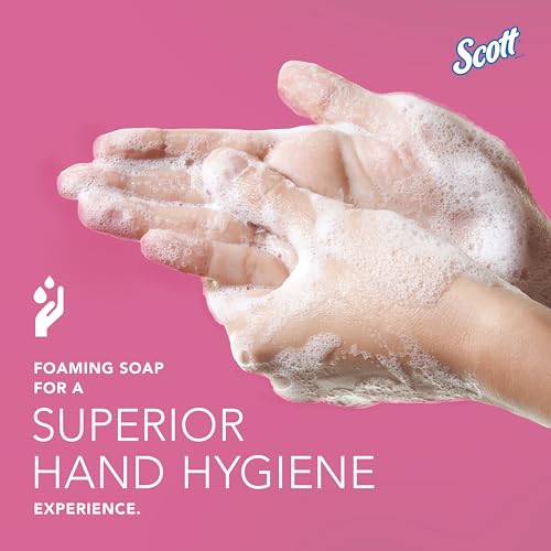 Bundle of Scott¢ç Foam Hand Soap with Moisturizers, 1.0 L Pink, Floral Scent Refills + Scott Essential Manual Skin Care Dispenser, Black) Starter Kit