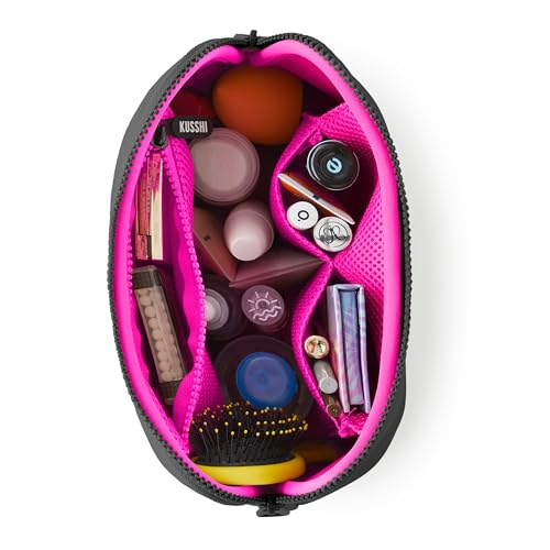 KUSSHI Neoprene Makeup Bag (Black/Pink)
