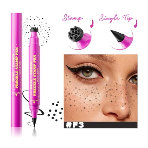 Double Ended Freckle Stamp Pen, Henna-Colored Freckle Stamp Pen, Sweat-Resistant, Waterproof, Long lasting, Small Particle Simulated freckle Stamp, Easy Freckle Stamp Kit for Beginners