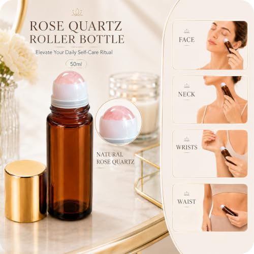 Rose Quartz Roller Bottle 50ml | Essential Oil Applicator