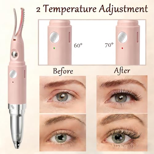 Heated Eyelash Curler & Eyebrow Trimmer 2-in-1 USB Rechargeable