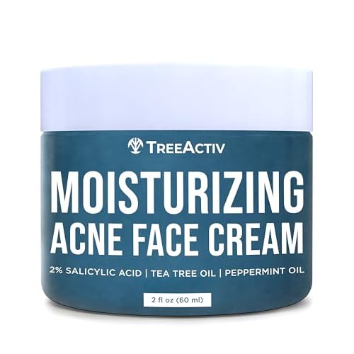 TreeActiv Acne Cream Original Formula, 2 fl oz, 2% Salicylic Acid Face Moisturizer for Oily & Acne-Prone Skin, Lightweight Hydrating Facial Cream