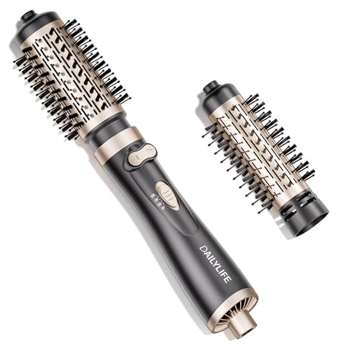 Rotating Hair Dryer Brush with 2 Interchangeable Heads