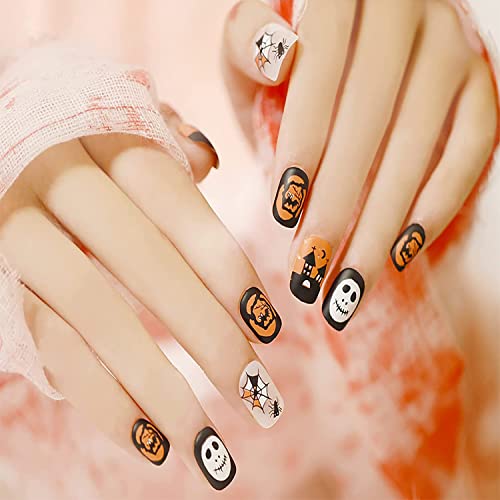 Long Square Press on Nails with Charm Bow Camellia Designs,