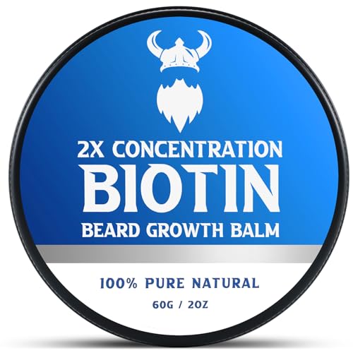 Beard Balm£¬2X Concentration Biotin Beard Balm for Men (2 oz) - Natural Mens Beard Oil with Castor Oil£¬Argan Oil, Jojoba Oil and Vitamin,Thickening for Beard£¬Beard Growth Softener