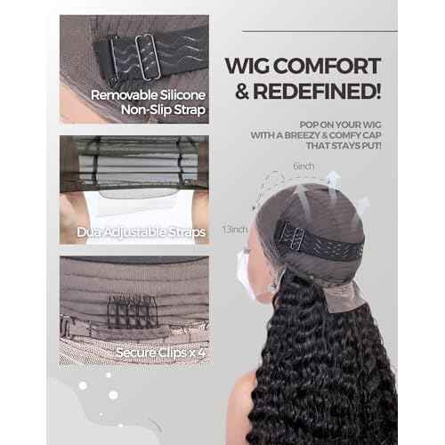 30 Inch Deep Wave Lace Front Wigs Human Hair, 13x6 HD Wet and Wavy Lace Front Wigs, Curly Human Hair Wig, 180 Density Deep Wave Wig, Pre Plucked & Glueless, Natural Color