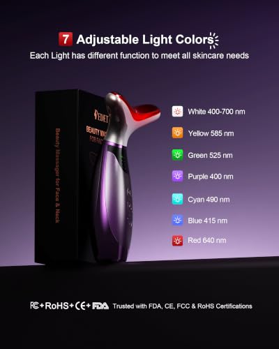 Pedete Purple LED Facial Massager for Face & Neck Light Therapy