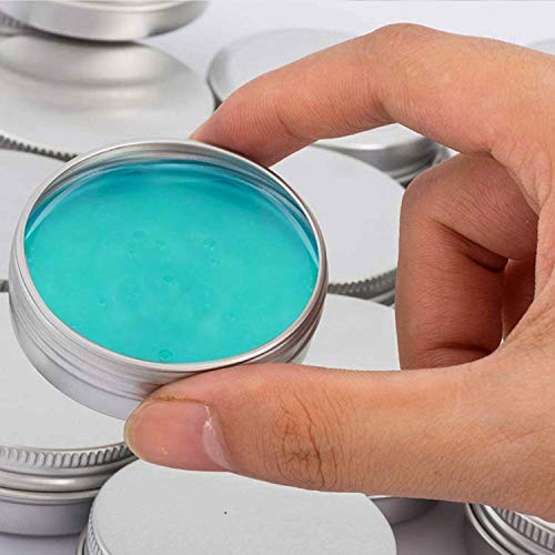 2 Ounce Aluminum Tin Jar Refillable Containers 60 ml Aluminum Screw Lid Round Tin Container Bottle for Cosmetic,Lip Balm, Cream, 60 Pack