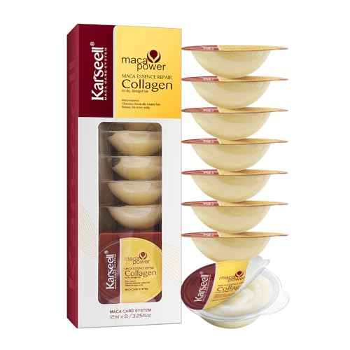 Karseell 8 Pack Collagen Hair Mask for Dry Damaged Hair Argan Oil Travel-Size Collagen Hair Treatment Deep Repair Conditioning All Hair Types 3.25floz