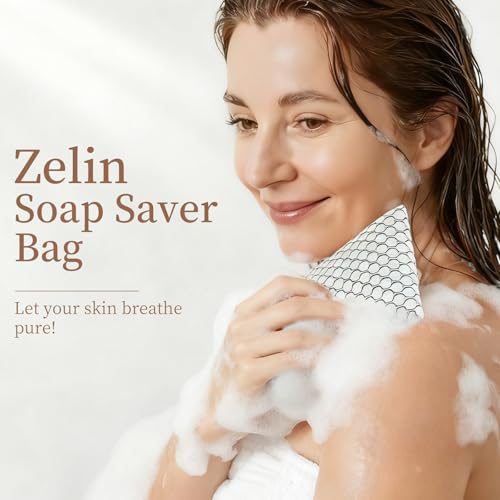 Small Black and White Soap Saver Bags Set - Dual-Layer Exfoliating Pouches