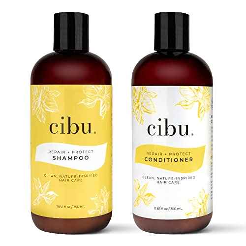 CIBU Repair + Protect Shampoo and Conditioner Set - Safe for Color-Treated Hair, Paraben Free, and Sulfate Free Shampoo and Conditioner for Women - Restores Damaged Hair and Protects From Breakage