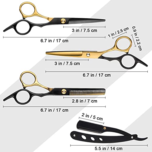 Professional 11-Piece Black Gold Hair Cutting Scissors Set