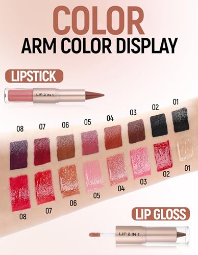Erinde 2-in-1 Lip Liner & Gloss Combo Set - Nude Brown