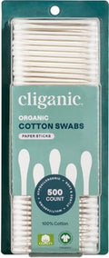 Cliganic Organic Cotton Swabs 500 Count | Natural & Chlorine-Free