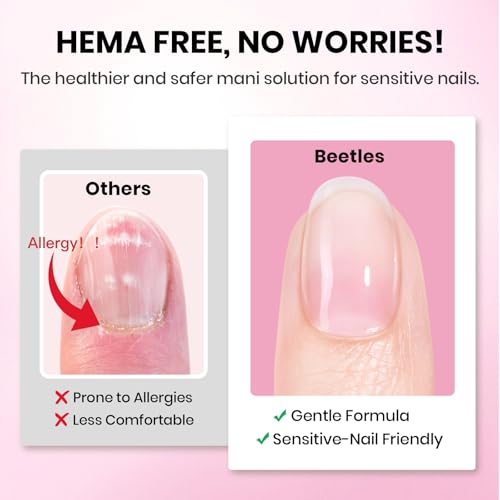 Beetles Coffin Medium Nail Tips D-288pcs for Gel Nail Kit with Mini Nail Lamp