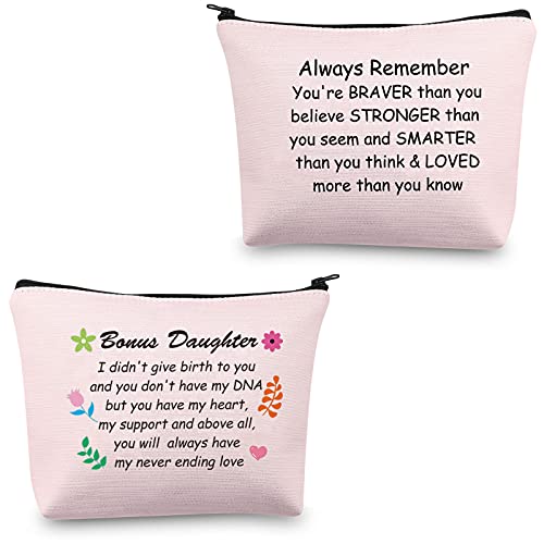 CMNIM Bonus Daughter Gifts Makeup Bag Step Daughter Gift from Mom Gift for Daughter In Law Cosmetic Bag Adoption Daughter Gifts You Will Always Have My Never Ending Love