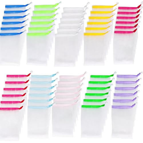 INVODA 60PCS Soap Mesh Bags - Double Layer Drawstring Net