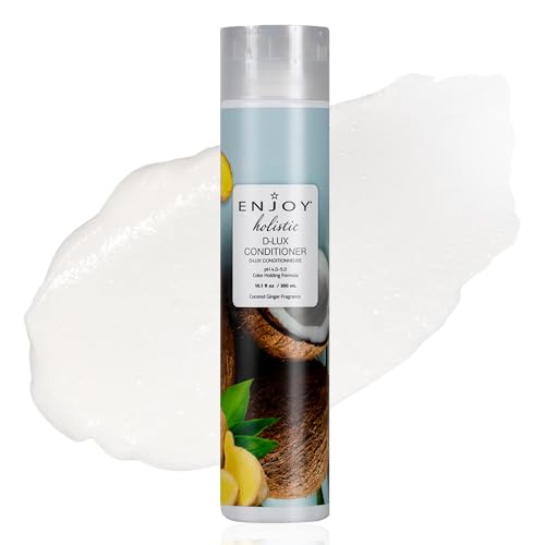 Enjoy Holistic D-Lux Conditioner - Deep Nourishing Treatment for Thick, Coarse & Curly Hair - Ultimate Softness, Shine & Detangling - Sulfate & Paraben Free - Tropical Coconut & Ginger Scent