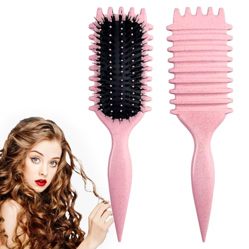 Curl Defining Hair Brush for Curly Hair - Pink