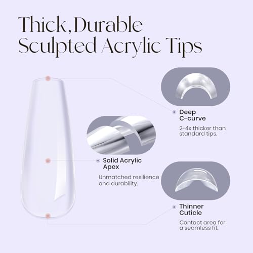 Tipex Instant Apex Nail Tips Kit – 120pc Coffin Full Cover Press-On Nails