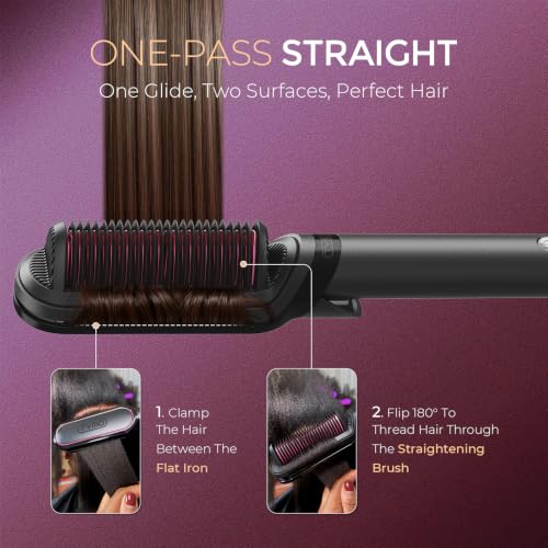 TYMO Flat Iron Hair Straightener Brush, 200M Ions, Anti-Frizz