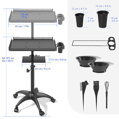 ZHOOGE Salon Rolling Cart with Hair Dye Tray & Storage