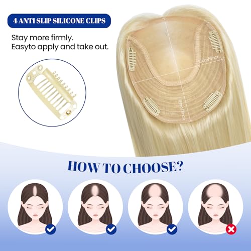 Real Human Hair Topper 12" #60 Platinum Blonde 55g