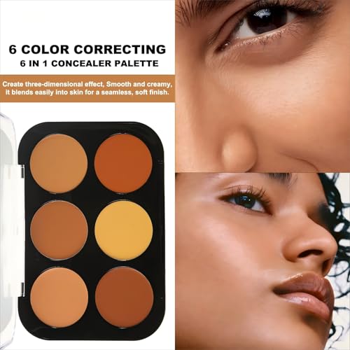 Corlo 6-Color Cream Concealer Palette - Full Coverage