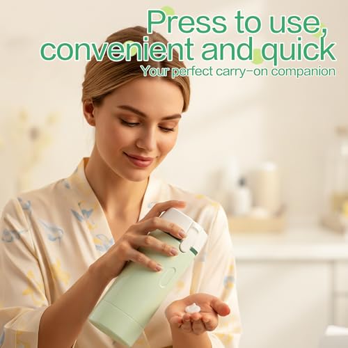 QBVPZDA Green 4-in-1 Travel Dispenser Bottle Set for Toiletries, Leakproof & Refillable