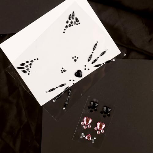 Crystal Cat Face Gems Sticker – Stick-On Holographic Jewels
