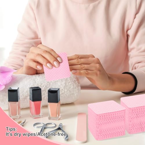 Pink Lint Free Nail Wipes - 540PCS Nail Polish Remover Pads for Manicure