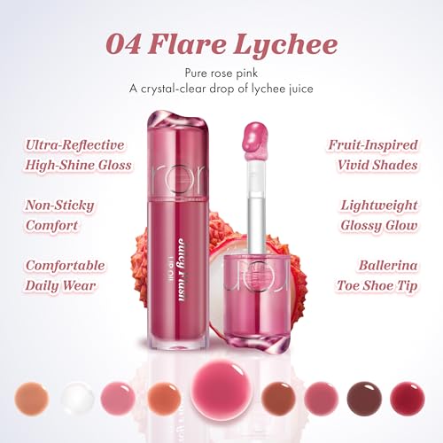 rom&nd Juicy Flash Lip Oil - Flare Lychee | Nourishing Shine