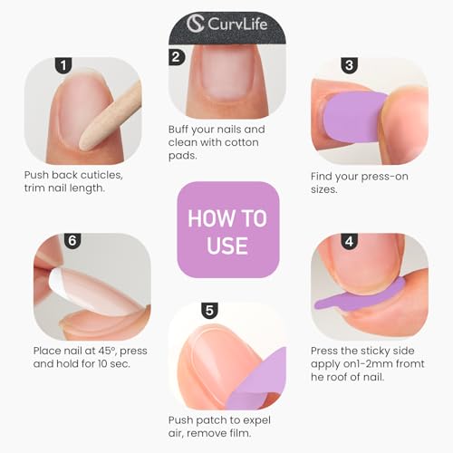 CurvLife Strong Press On Nail Adhesive Tabs - Waterproof, Ultra-Thin, Reusable, 180PCS