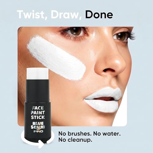 Blue Squid White Face Paint Stick - Waterproof, Vegan