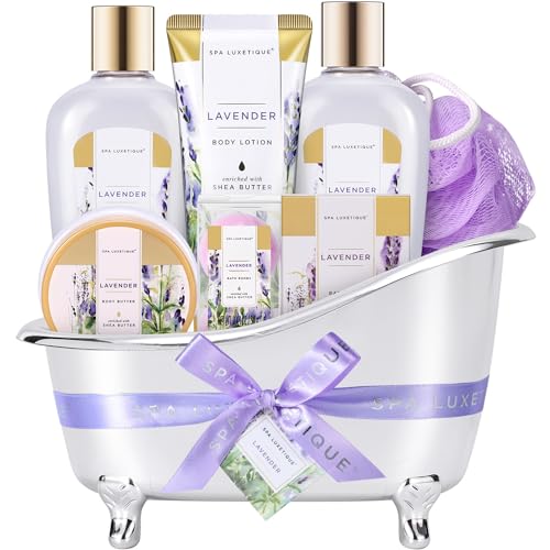 Spa Luxetique Lavender Bath Gift Basket for Women, 8-Piece Set