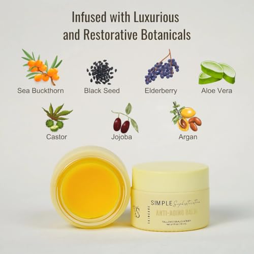 Simple Sophistication Tallow Emu Honey Balm | Nourishing Face & Body Moisturizer with Manuka Honey & Emu Oil, Non-Greasy Natural Skincare (1 oz, Anti-Aging Balm, 1 oz)