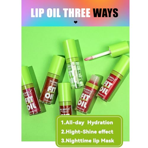 Lip Gloss,4Pcs Plumping Lip Oil, High Shine,Crystal Jelly Lipsticks, 12 Hours Hydrating, Non-Sticky, Tinted Lip Oil Lip Tint