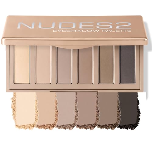6-Color Nude Eyeshadow Palette with Mirror – Taupe & Brown