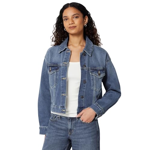 Amazon Essentials Women's Relaxed Cropped Denim Jacket